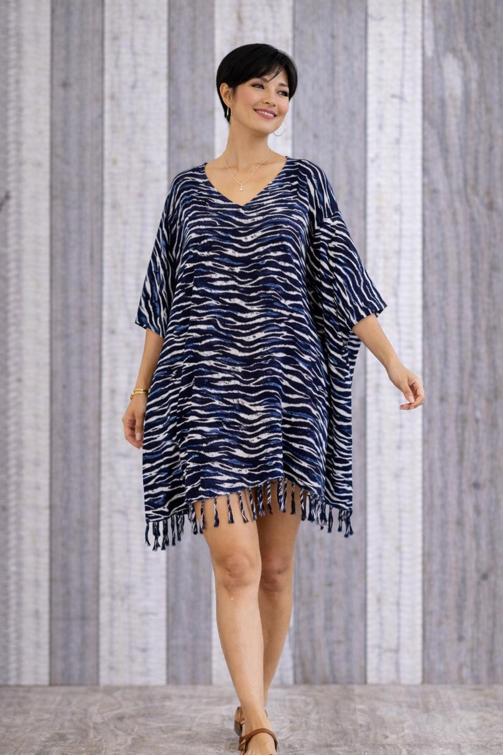 Sage Printed Cover-Up Dress - view 5
